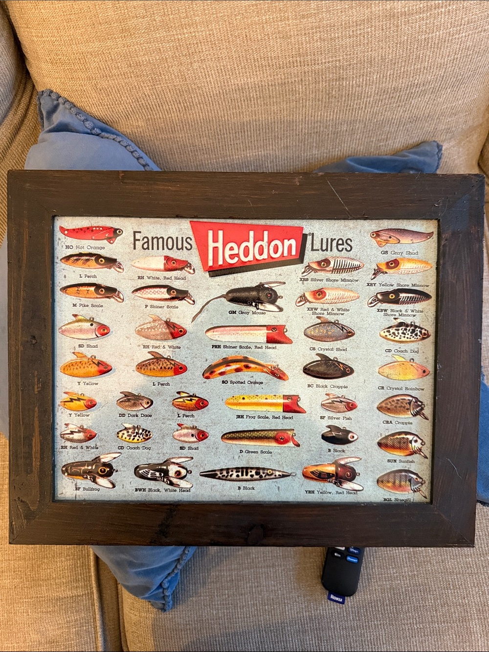 IKEA Framed Fishing Lures Art - Blue, Red, Black
